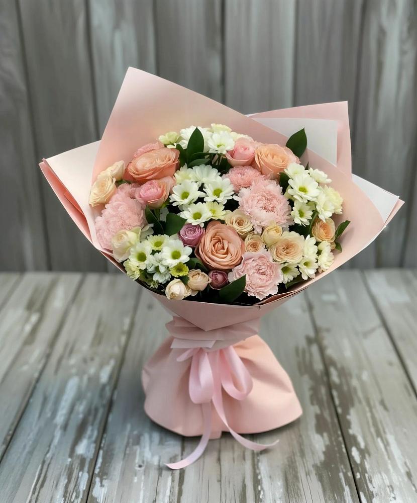 Букет цветов из: Гвоздики, Розы и Хризантемы в Ахметовскую