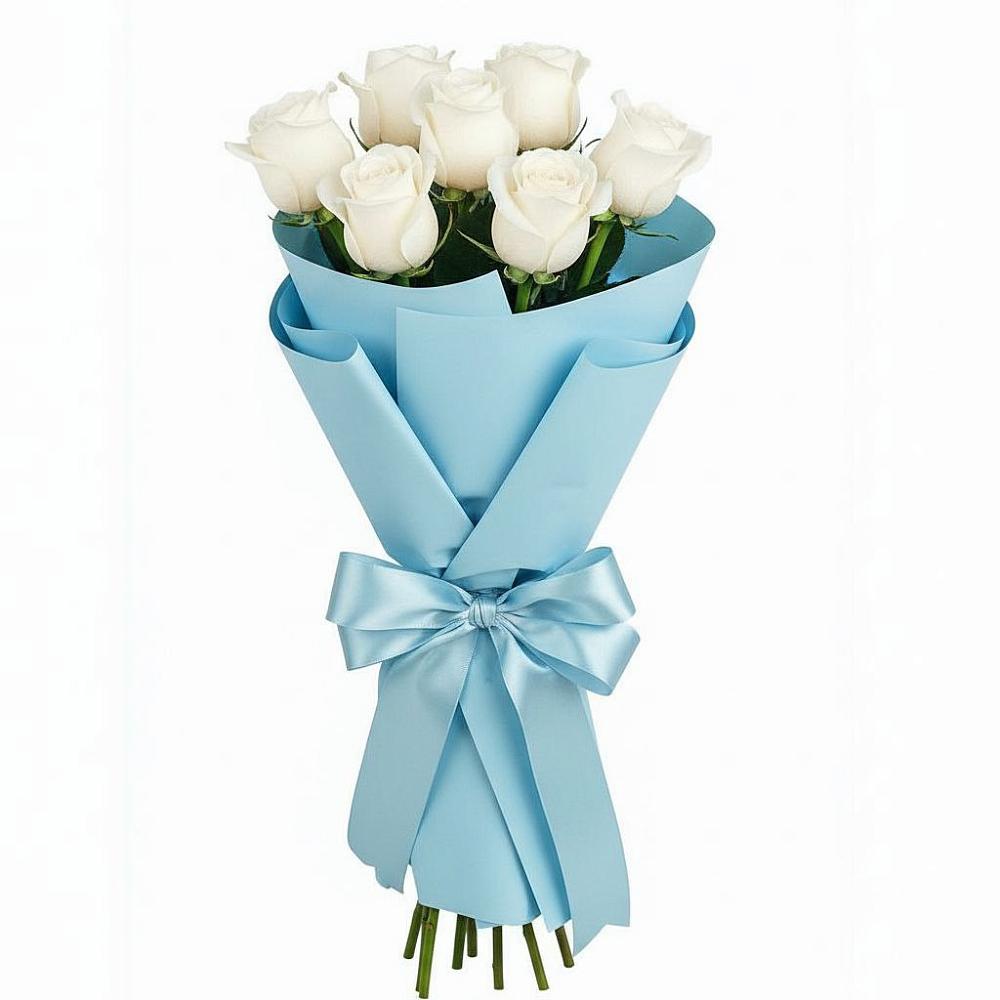 Букет 7 белых роз Проуд в Ахметовскую