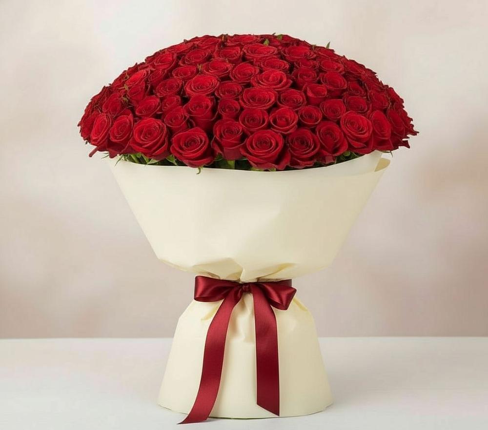 Букет 101 Красная роза Милано в Ахметовскую