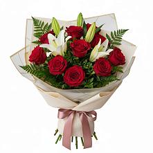 Букет цветов из:  Лилии и Розы в Ахметовскую