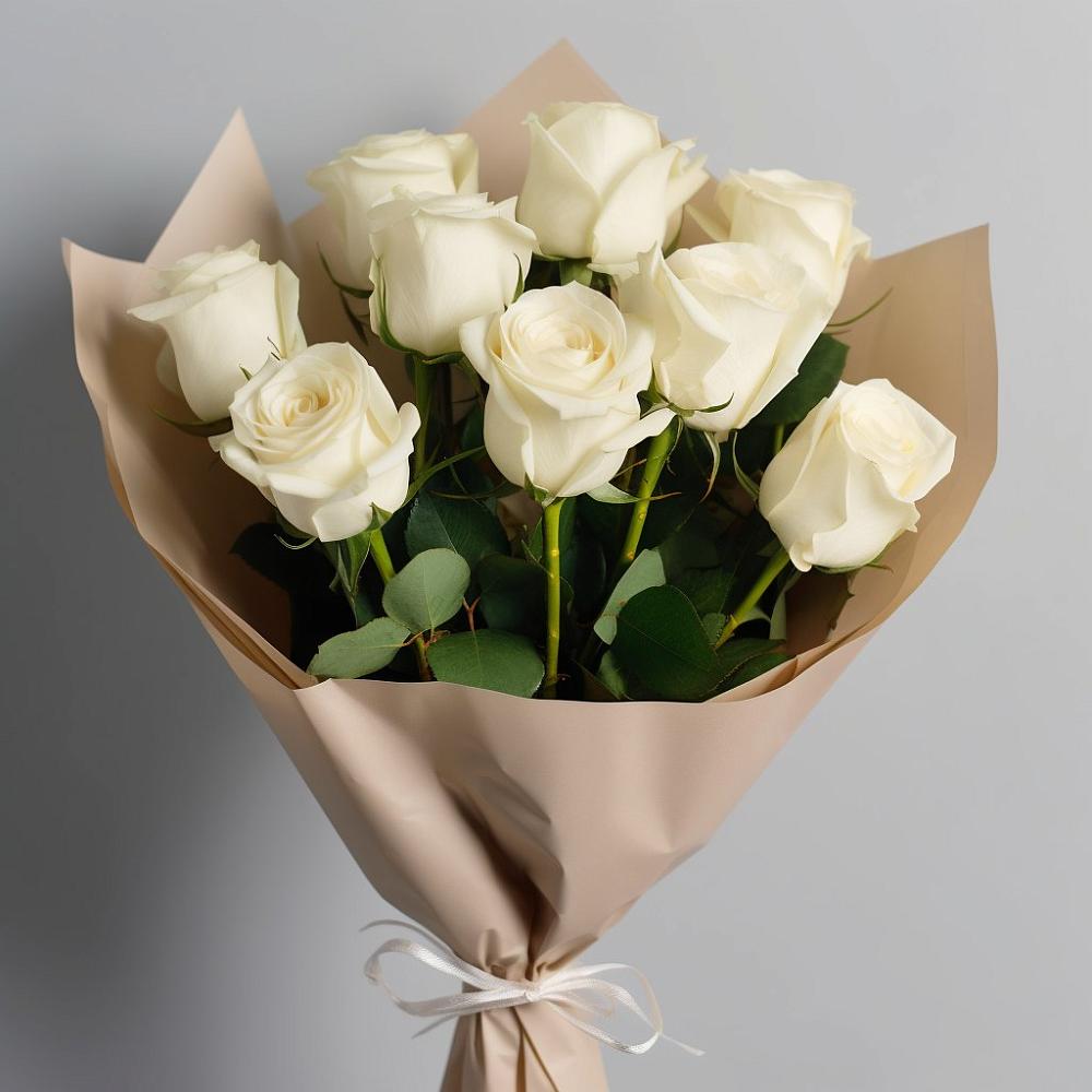 Букет 9 Белых роз Эдлесс Лав в Ахметовскую