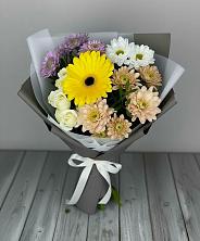 Букет цветов из:  Розы, Герберы и Хризантемы в Ахметовскую