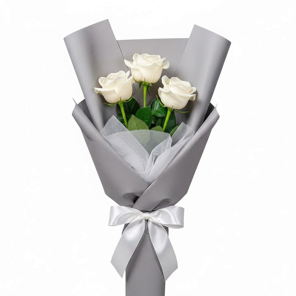 Букет 3 белые розы в Ахметовскую