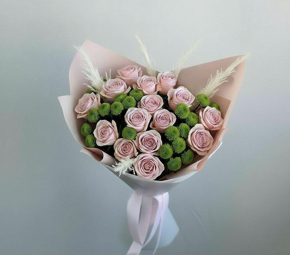 Букет цветов из: Розы и Хризантемы в Ахметовскую