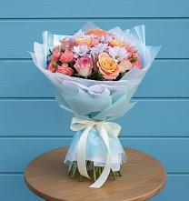 Букет цветов из:  Хризантемы и Розы в Ахметовскую