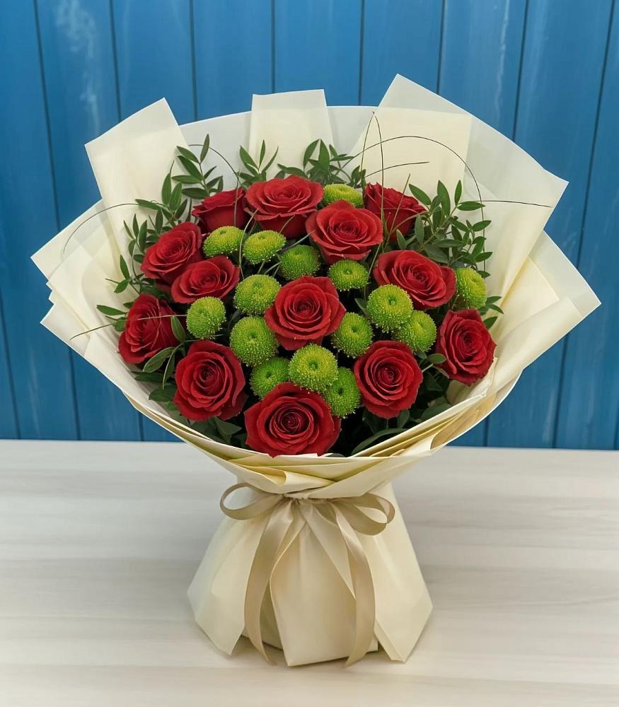 Букет цветов из: Розы и Хризантемы в Ахметовскую